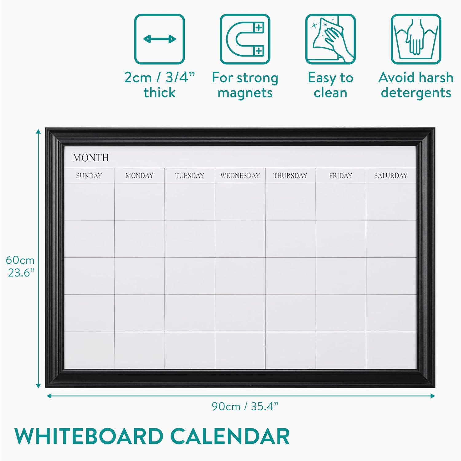 Navaris Εβδομαδιαίος Μαγνητικός Πίνακας Χρονοδιαγράμματος - 60 x 90 cm - White / Black - 56504.03