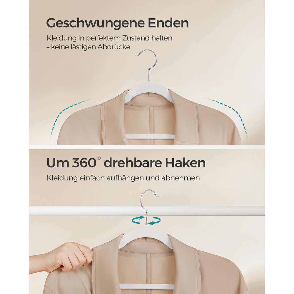 Songmics Σετ με 30 Βελούδινες Κρεμάστρες Ρούχων - Cloud White - CRF029W03