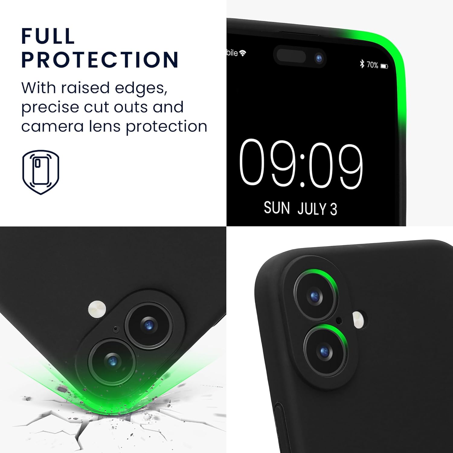 KW iPhone 16 Plus Θήκη Σιλικόνης Rubberized TPU - Black