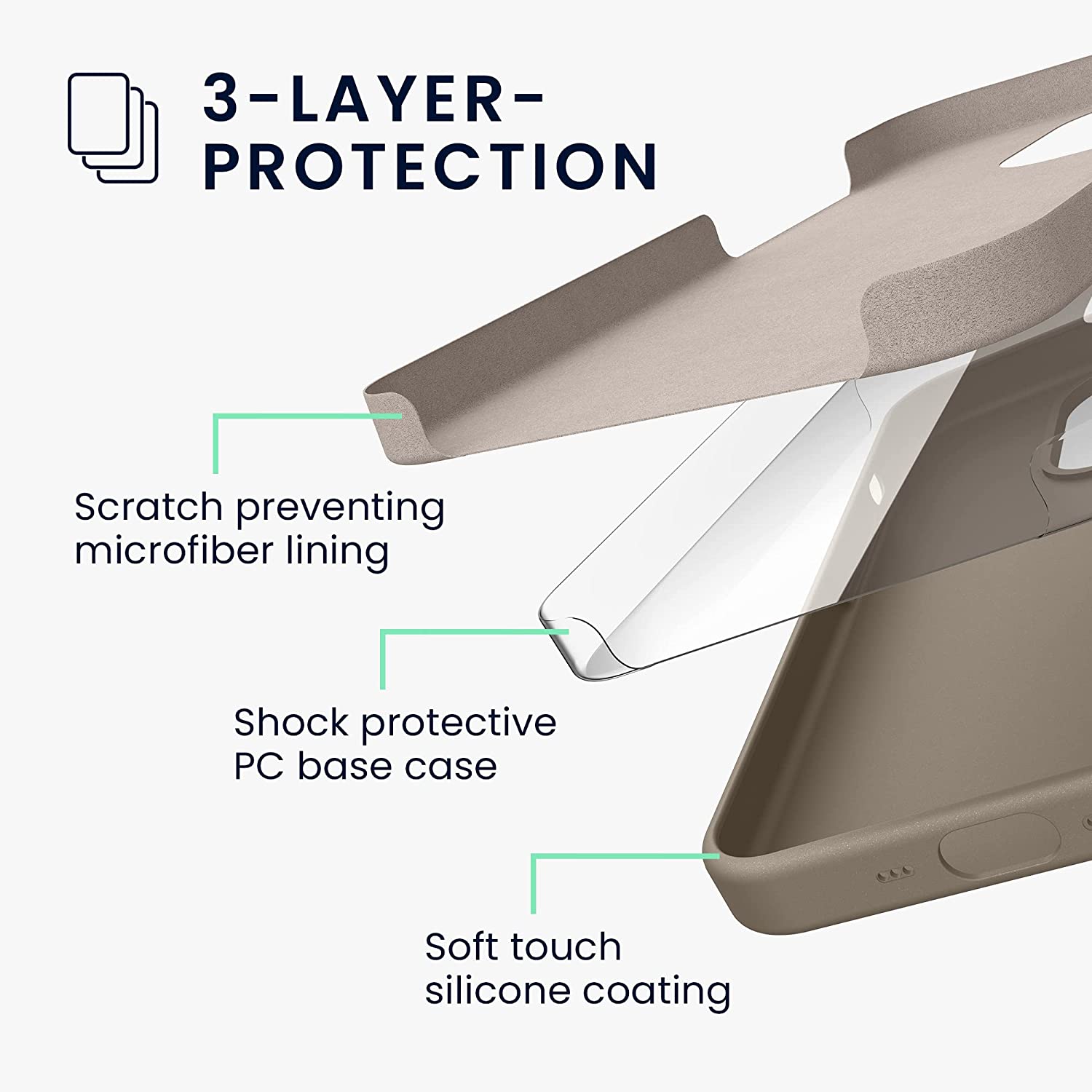 KW iPhone 14 Pro Max Θήκη Σιλικόνης Rubberized TPU - Stone Dust - 59074.155