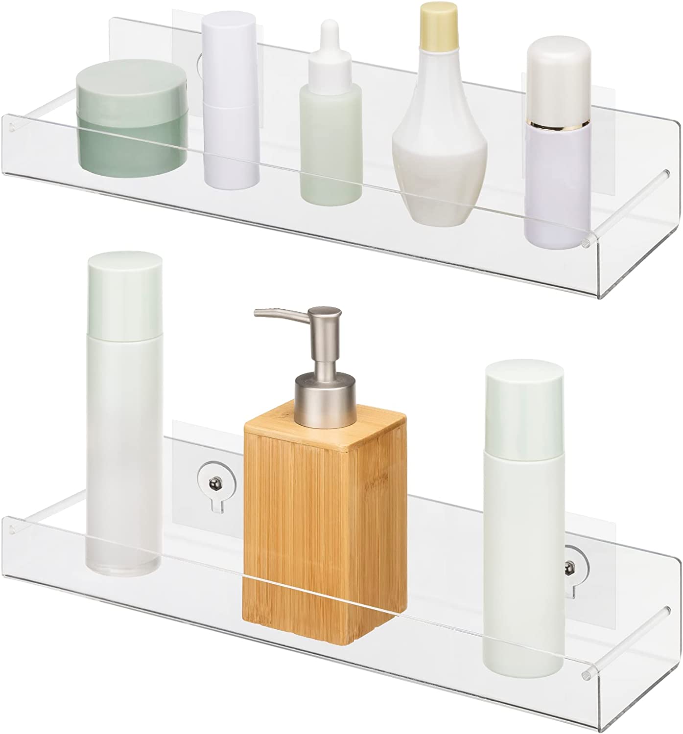 Navaris Σετ με 2 Ακρυλικά Ράφια Ντουζιέρας με Αυτοκόλλητο - Διάφανα - 58853.02