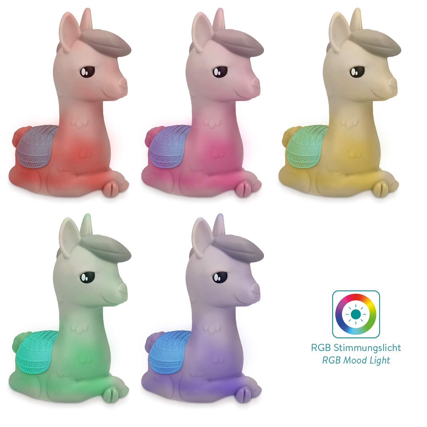 Navaris Alpaca LED Night Light RGB - Παιδικό Νυχτερινό Φως με Αλλαγή Χρωμάτων - Grey / Light Blue - 44162.25.23