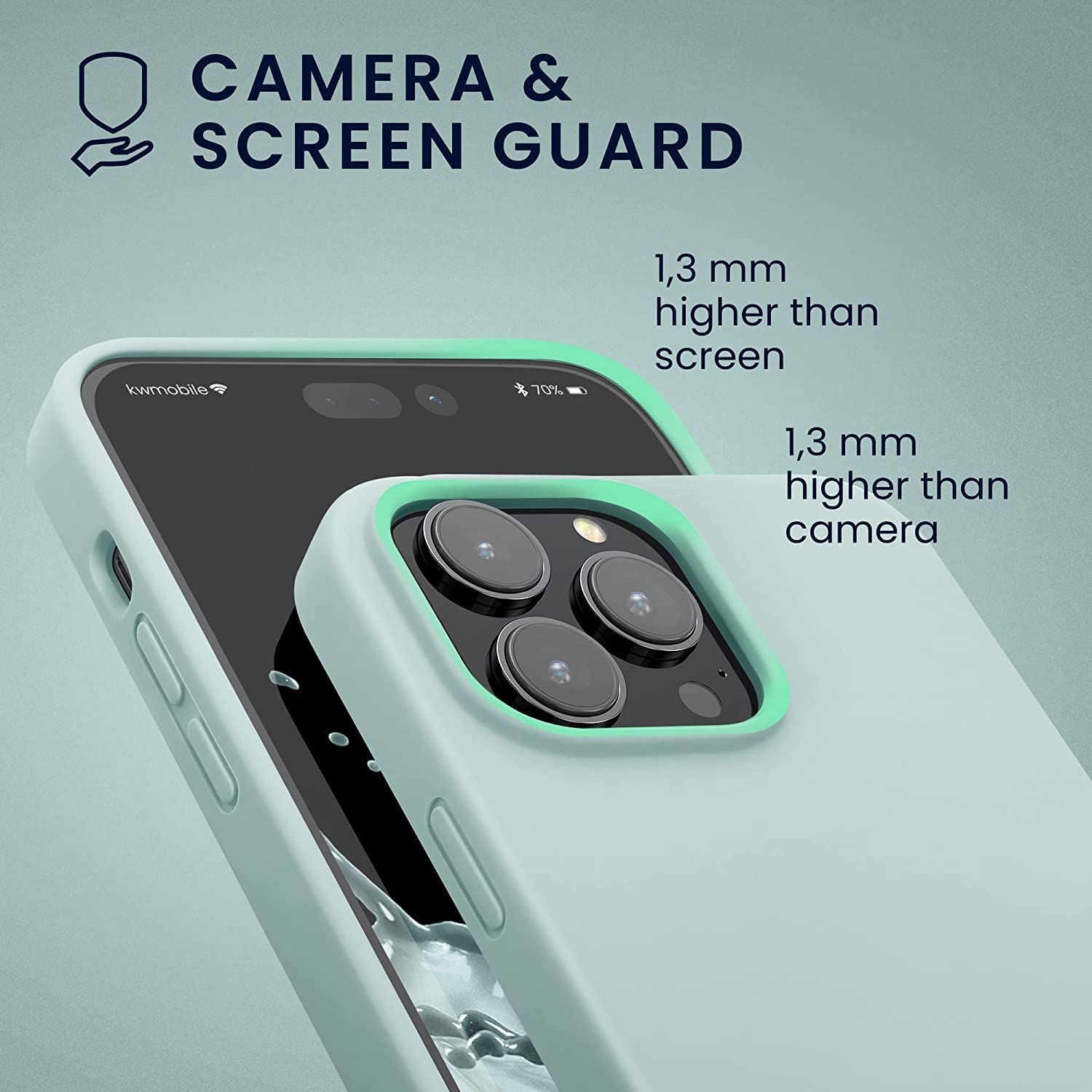 KW iPhone 14 Pro Max Θήκη Σιλικόνης Rubberized TPU - Cool Mint - 59074.200