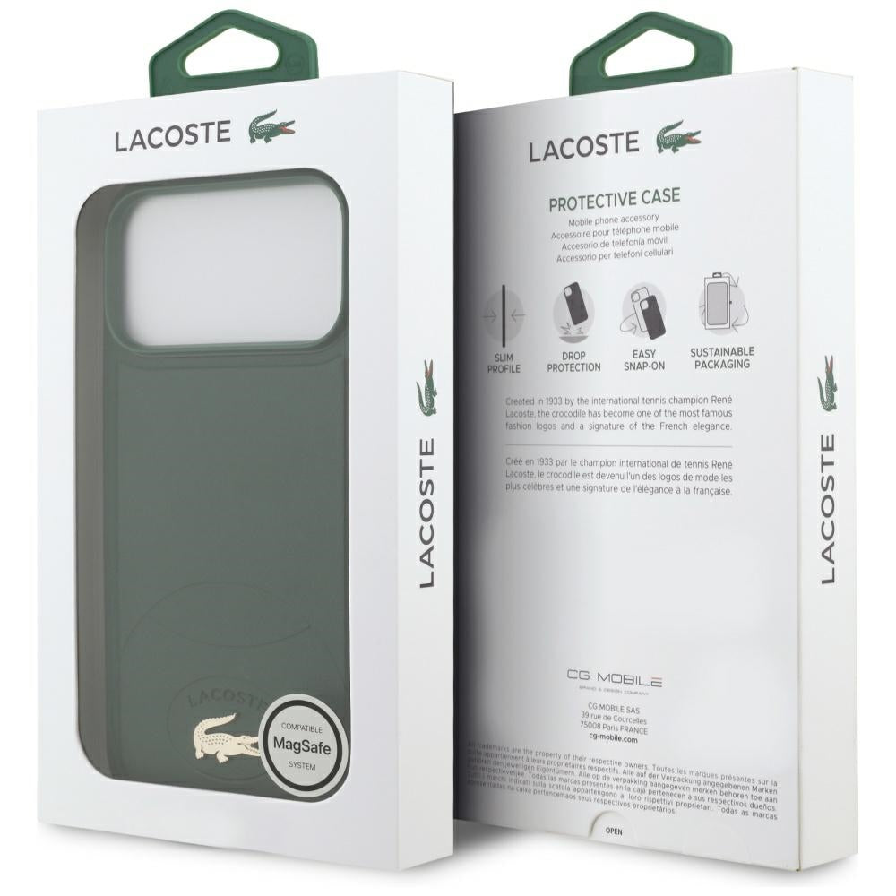 Lacoste iPhone 17 Pro Max - Bliss MagSafe - Σκληρή Θήκη με Πλαίσιο Σιλικόνης και Επένδυση Οικολογικού Δέρματος - Green