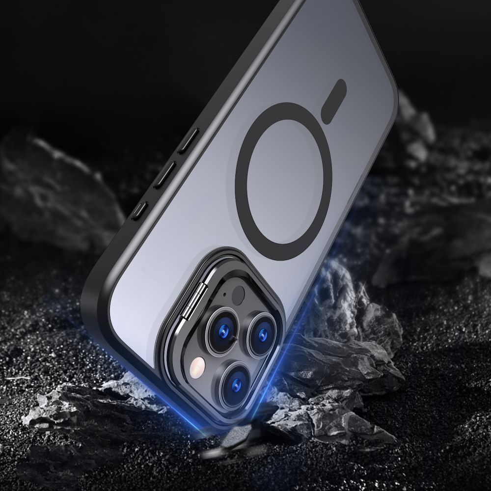 Tech-Protect iPhone 16 Pro Max Magstand MagSafe Σκληρή Θήκη με Πλαίσιο Σιλικόνης και Stand - Matte Black / Ημιδιάφανη