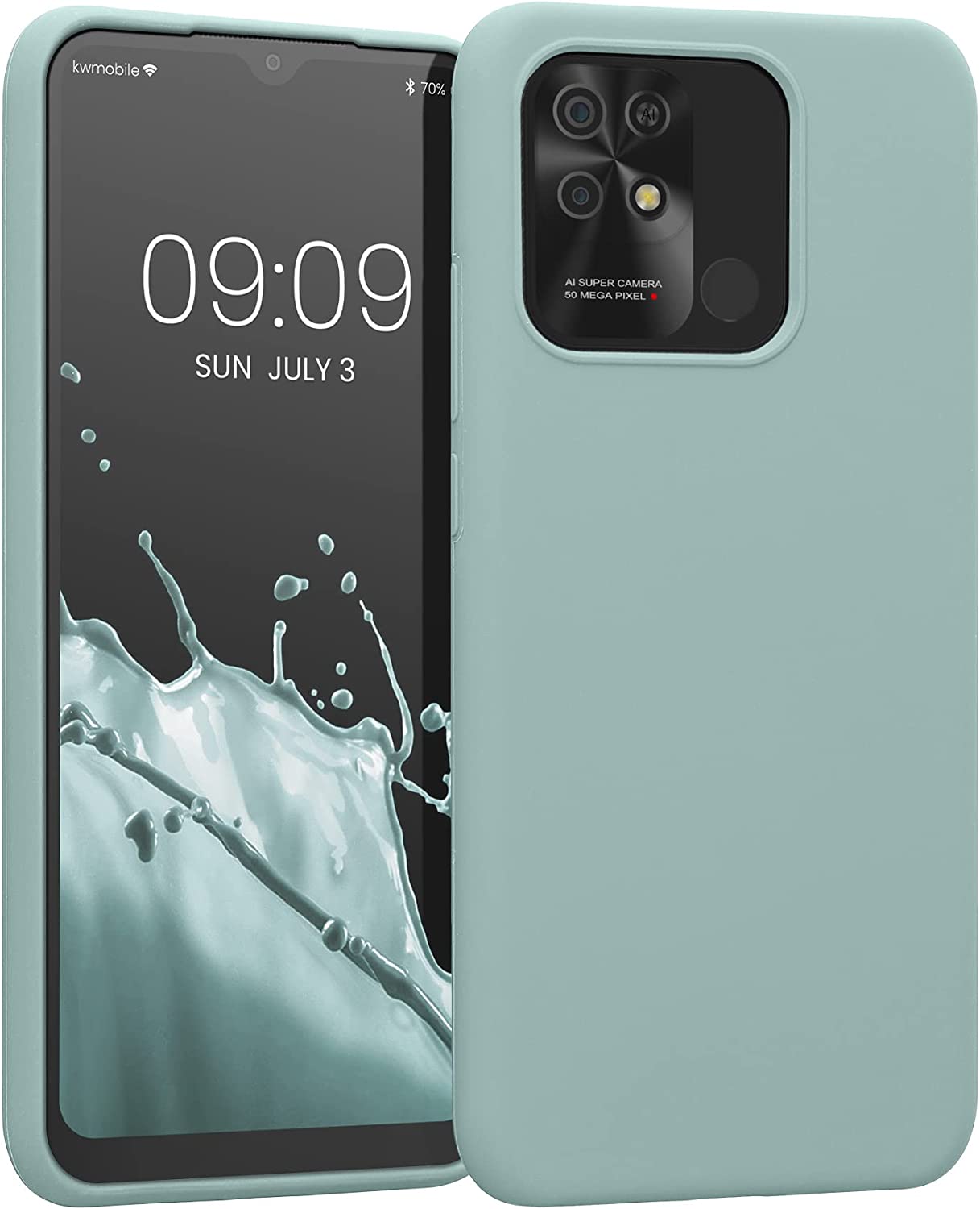 KW Xiaomi Redmi 10C Θήκη Σιλικόνης Rubberized TPU - Mint Green - 59230.71