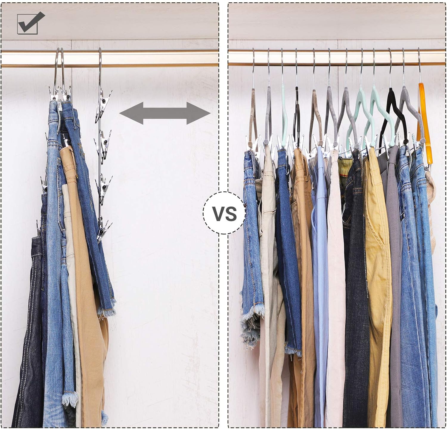 Songmics Σετ με 3 Μεταλλικές Κρεμάστρες Παντελονιών 4 Θέσεων - Silver / Black - CRI042BK