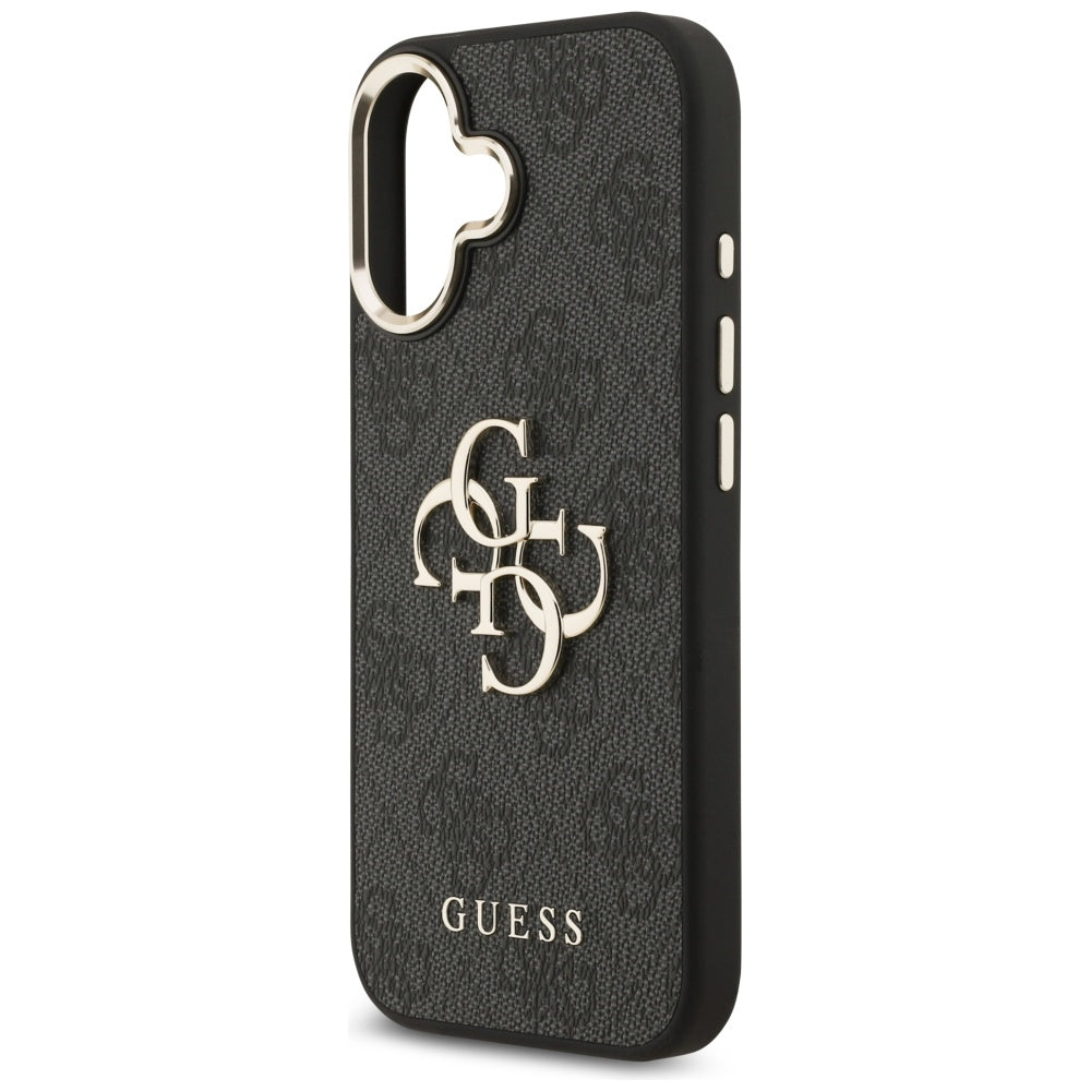 Guess iPhone 17 - 4G Big 4G Classic Logo - Σκληρή Θήκη με Πλαίσιο Σιλικόνης και Επένδυση από Οικολογικό Δέρμα - Black / Gold - GUHCP17S4GMGCGR
