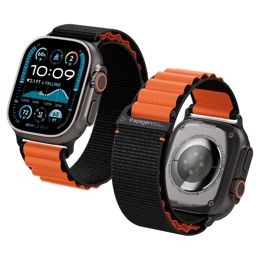 Spigen Λουράκι Apple Watch 8/9/10/11 - SE (1/2/3) - Ultra (1/2/3) – 44/45/46/49mm - WBF1 - Black / Orange