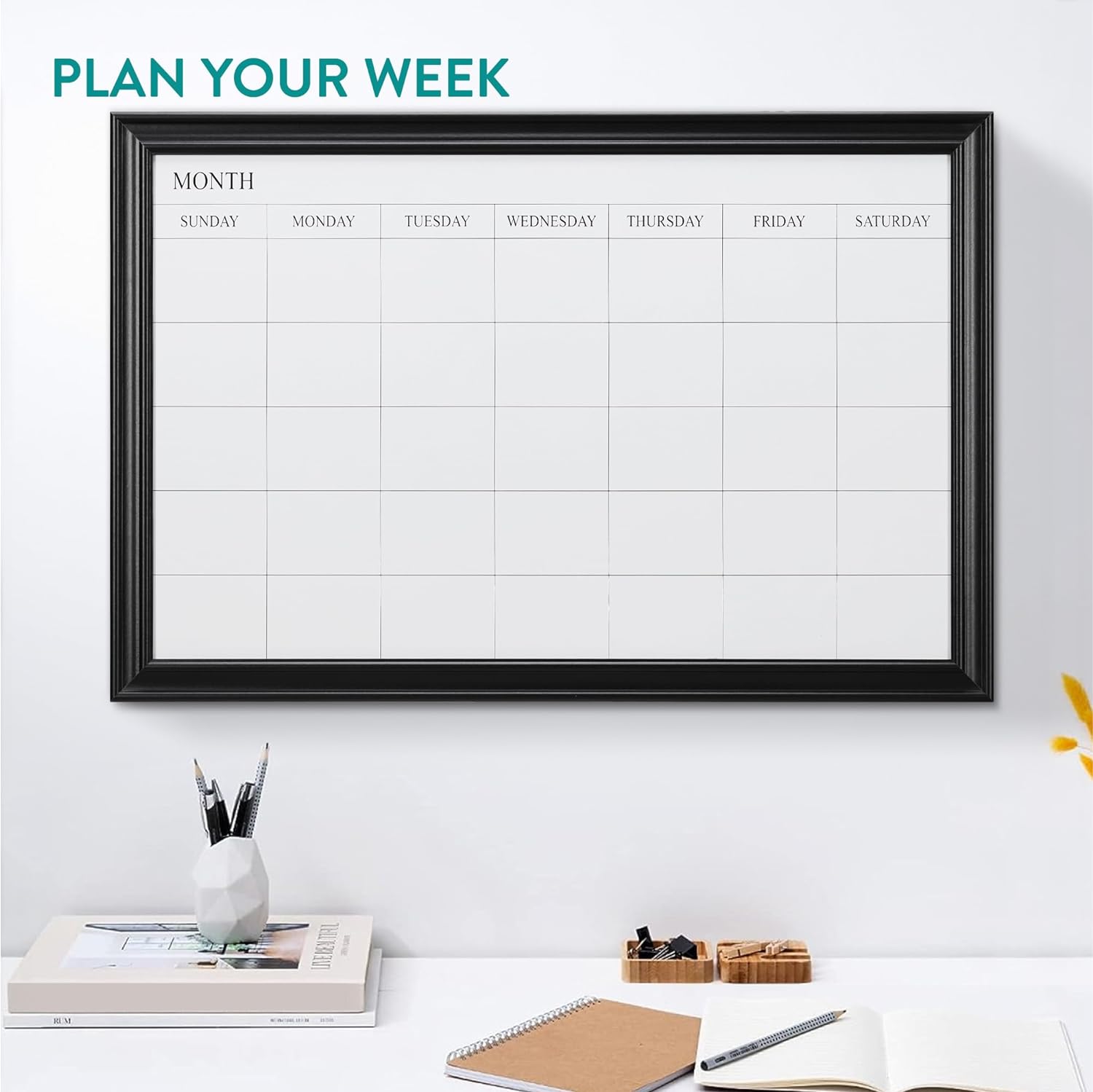 Navaris Εβδομαδιαίος Μαγνητικός Πίνακας Χρονοδιαγράμματος - 75 x 50 cm - White / Black - 56504.02