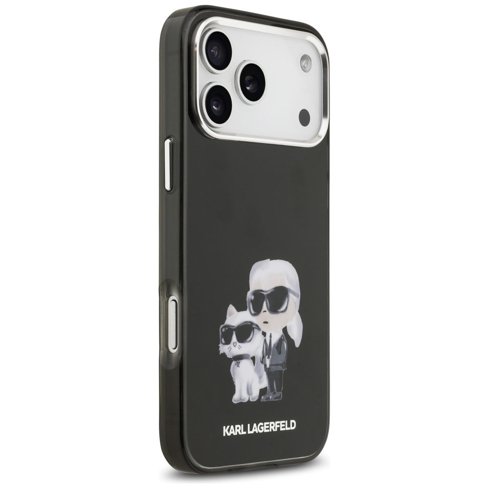 Karl Lagerfeld iPhone 17 Pro Max - IML Aquarelle Karl / Choupette and Logo MagSafe - Σκληρή Θήκη με Πλαίσιο Σιλικόνης - Black - KLHMP17XHMKCAQOK