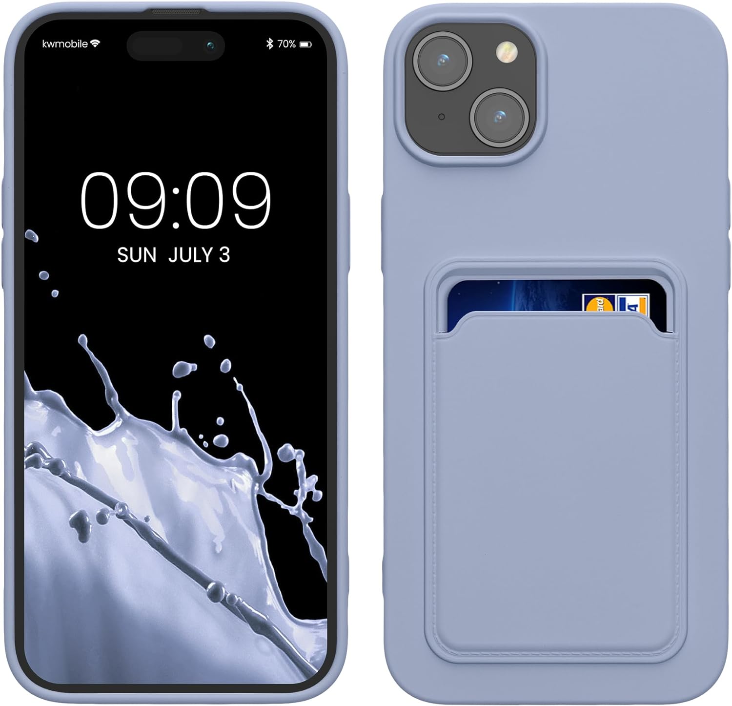 KW iPhone 15 Plus Θήκη Σιλικόνης TPU με Υποδοχή για Κάρτα - Lavender - 62018.108