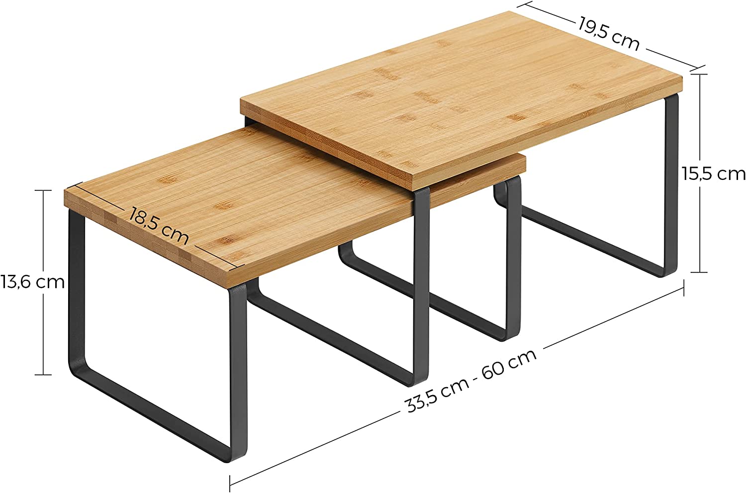 Songmics Σετ με 2 Ξύλινα Ράφια για τον Πάγκο - ‎Black / Natural - KCS02NB