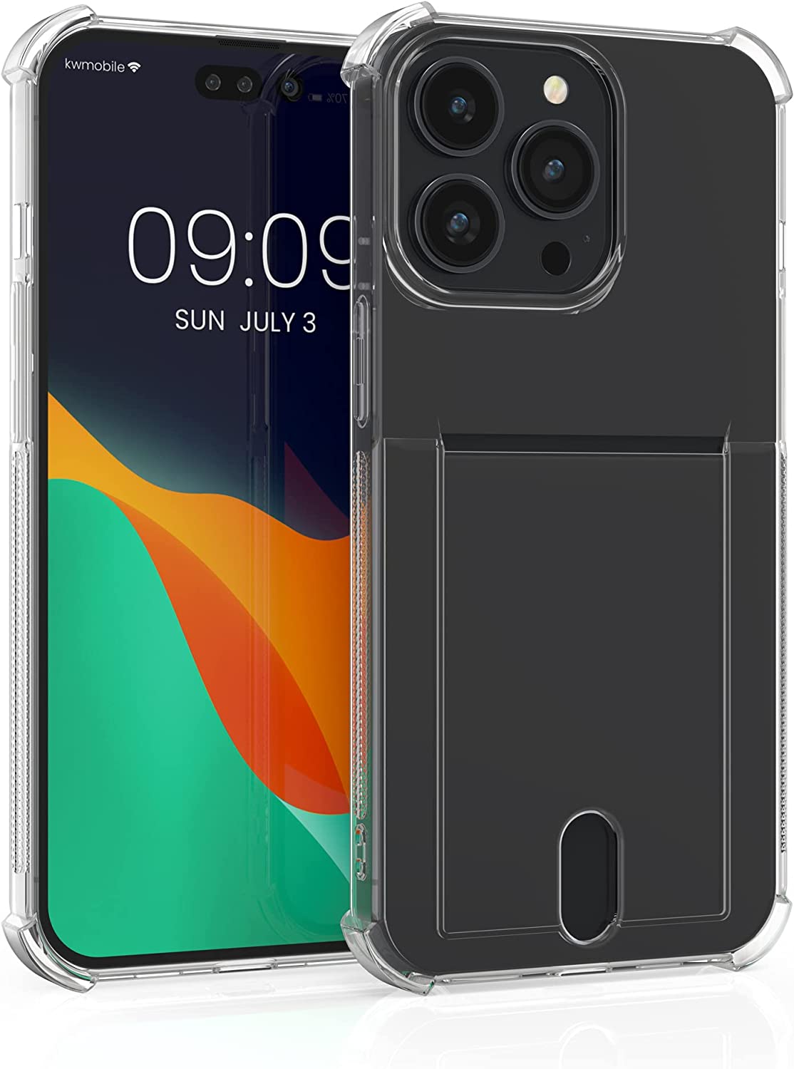 KW iPhone 14 Pro Max Θήκη Σιλικόνης TPU με Υποδοχή για Κάρτα / Φωτογραφία - Διάφανη - 61580.03