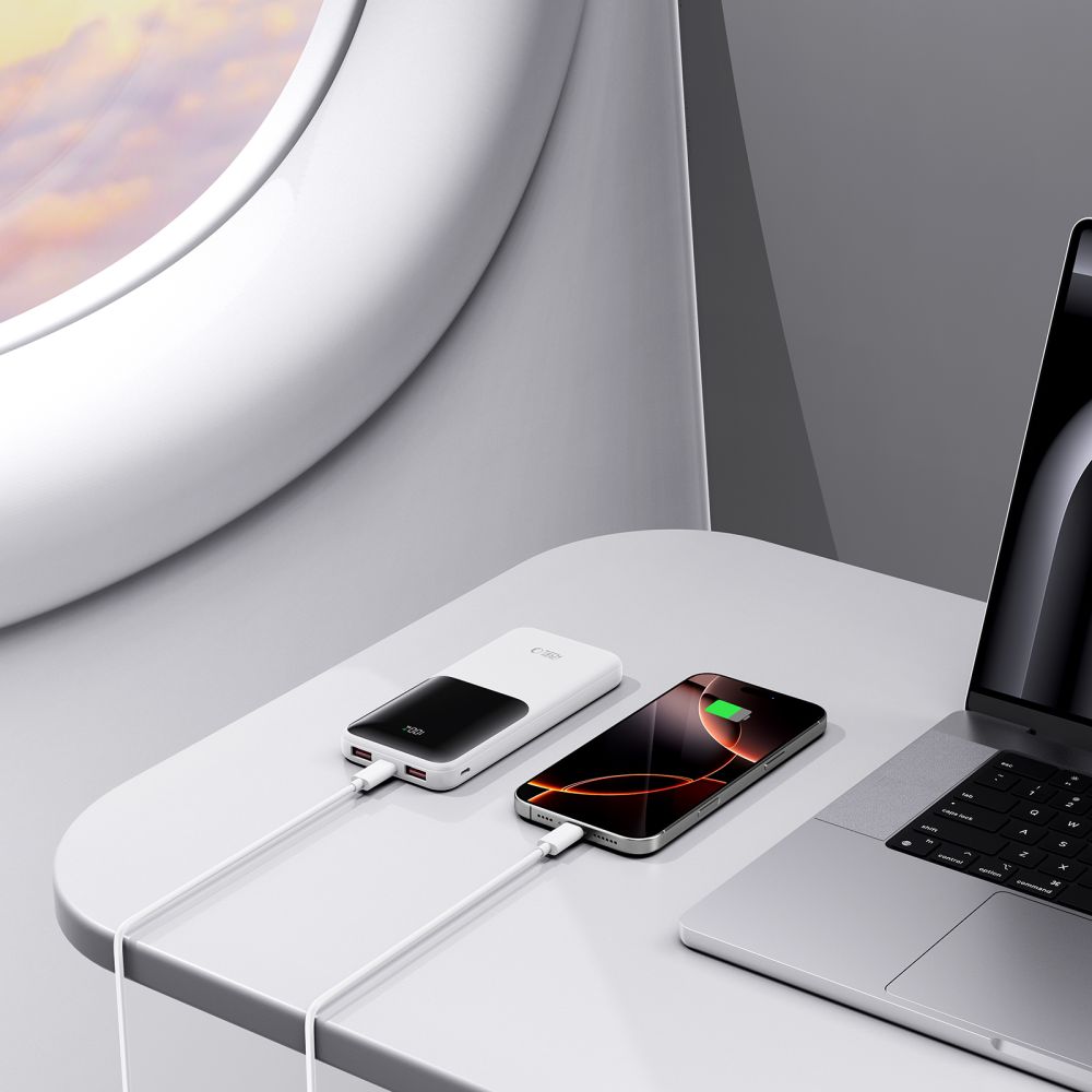 Tech-Protect PB01-22.5W Power Bank 10000mAh με 2 Θύρες USB και 1 Θύρα Type-C - White