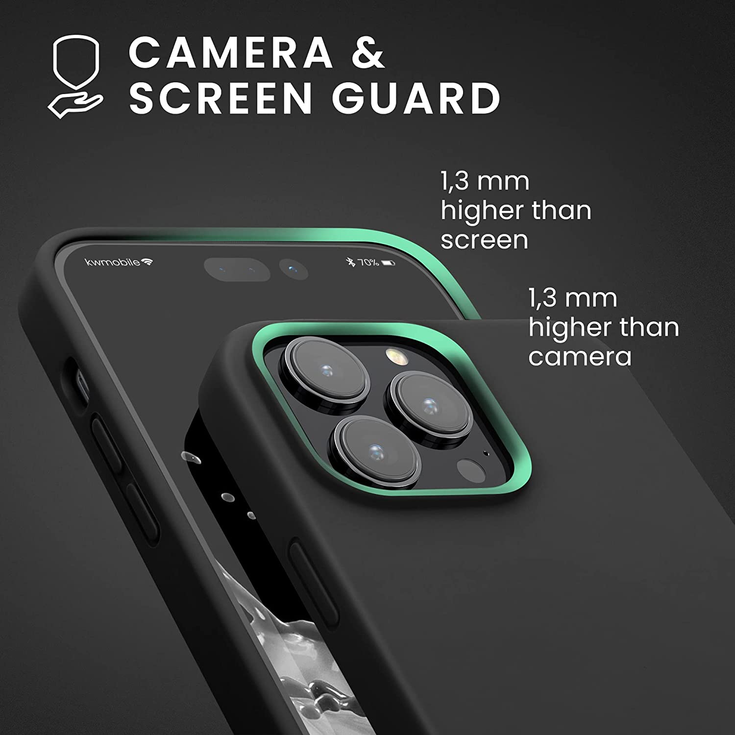 KW iPhone 14 Pro Max Θήκη Σιλικόνης Rubberized TPU - Black - 59074.01