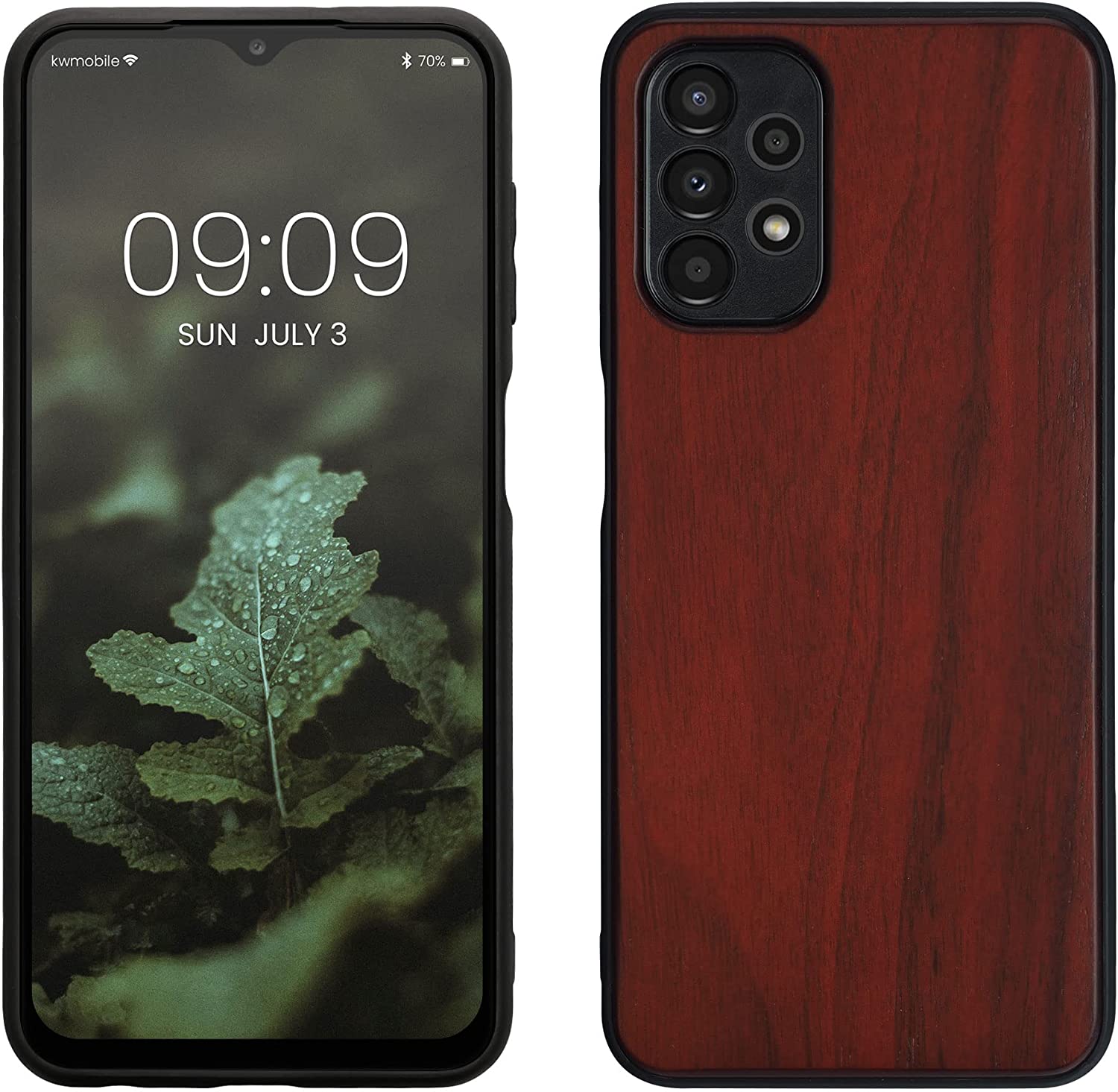 KW Samsung Galaxy A13 4G Θήκη από Φυσικό Ξύλο - Dark Red - 57995.20