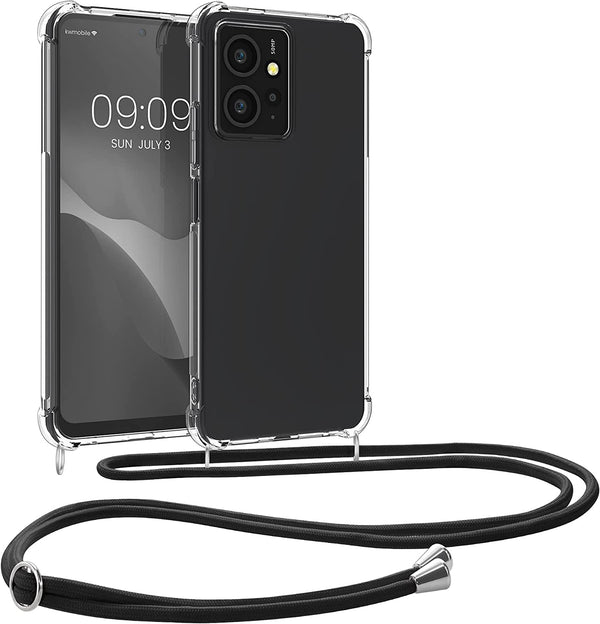 KW Xiaomi Redmi Note 12 4G Θήκη Σιλικόνης TPU με Λουράκι - Διάφανη / Black - 61172.01