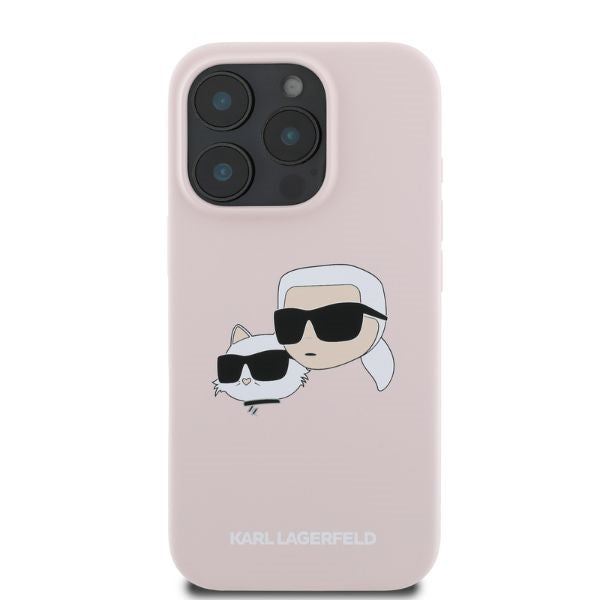 Karl Lagerfeld iPhone 16 Pro Max - Silicone Double Heads Print - Θήκη Σιλικόνης με MagSafe - Pink - KLHMP16XSKCHPPLP