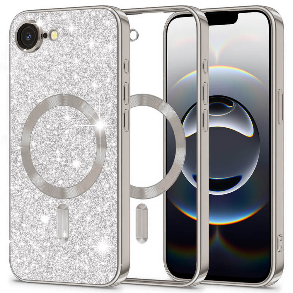 Techsuit iPhone 16e - Luxury Glitter MagSafe - Θήκη Σιλικόνης - Silver