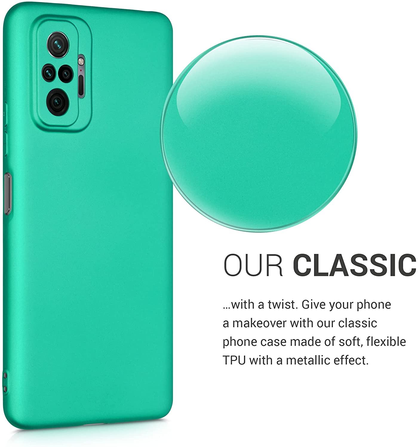 KW Xiaomi Redmi Note 10 Pro Θήκη Σιλικόνης TPU - Metallic Turquoise - 54552.128