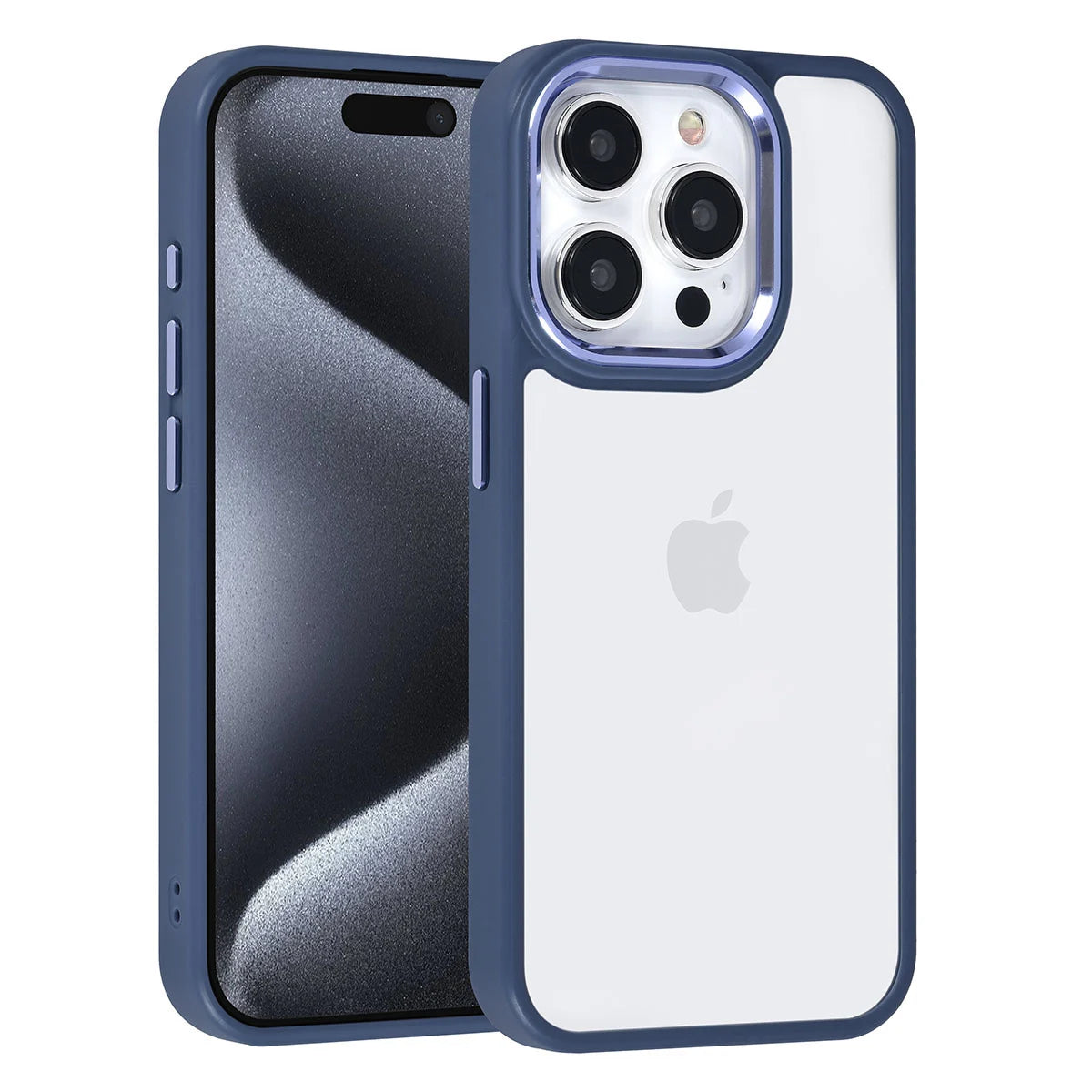 Tuniq iPhone 15 Pro - Σκληρή Θήκη με Πλαίσιο Σιλικόνης - Μπλε / Διάφανο