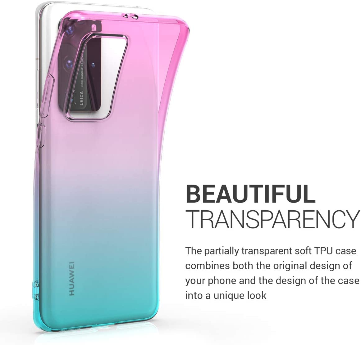 KW Huawei P40 Pro Θήκη Σιλικόνης TPU Design Two Colors - Dark Pink / Blue - Διάφανη - 51601.02