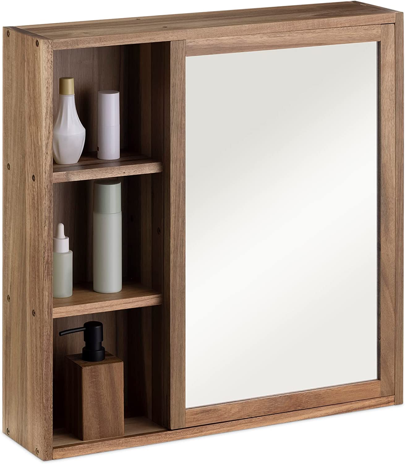 Navaris Ξύλινο Ντουλάπι Μπάνιου με Καθρέφτη 60.5 x 60 x 14 cm - Brown - 57961.01