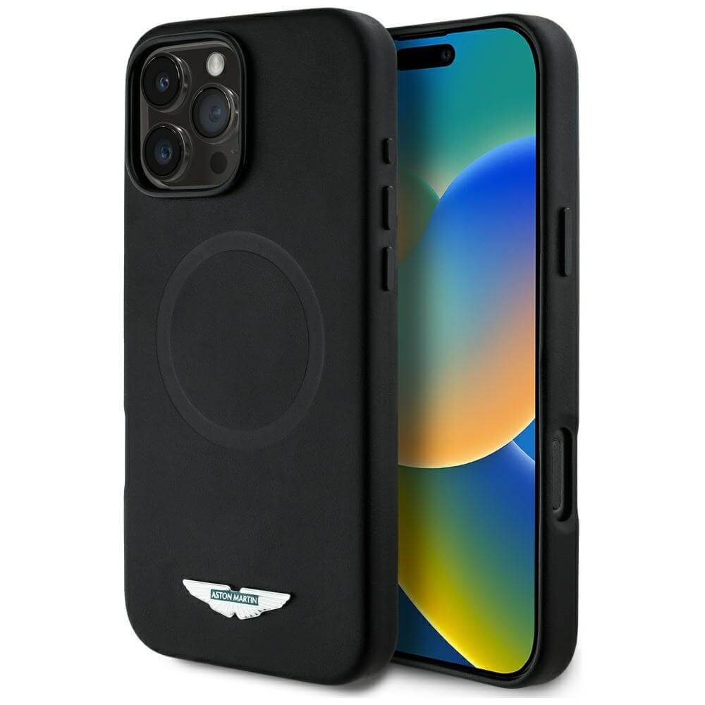 Aston Martin iPhone 16 Pro - HC FW Logo - MagSafe Σκληρή Θήκη με Πλαίσιο Σιλικόνης - Black