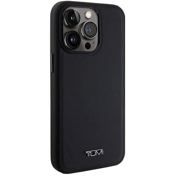 Tumi iPhone 15 Pro Max Leather Ballistic Pattern MagSafe Θήκη από Γνήσιο Δέρμα με MagSafe - Black