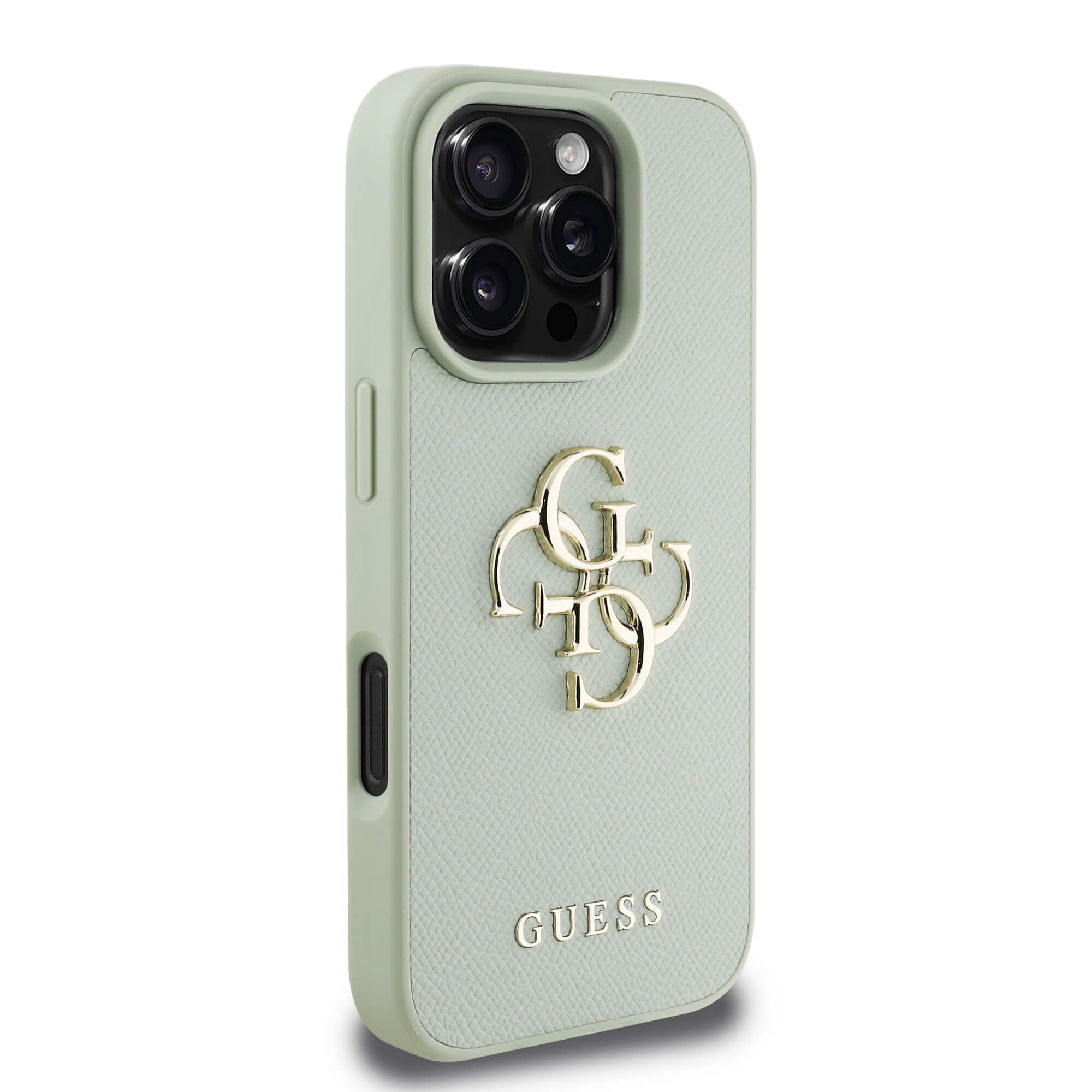 Guess iPhone 16 Pro - Grained Big 4G Logo Small Classic Logo - Σκληρή Θήκη με Επένδυση από Οικολογικό Δέρμα - Green - GUHCP16LPGT4MBN