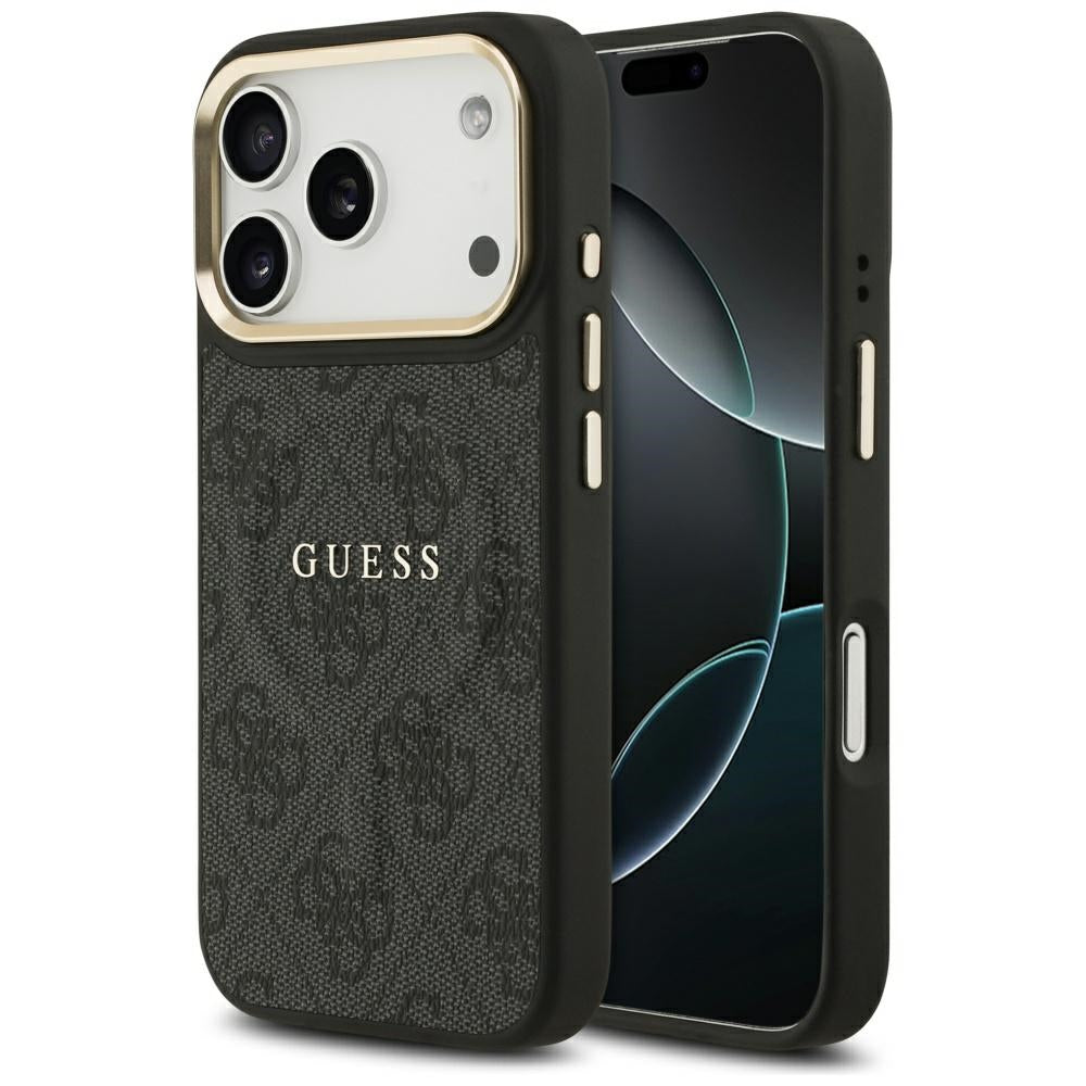 Guess iPhone 17 Pro - 4G PU Classic Logo MagSafe - Σκληρή Θήκη με Πλαίσιο Σιλικόνης και Επένδυση Οικολογικού Δέρματος - Black - GUHMP17LP4MSEGCK