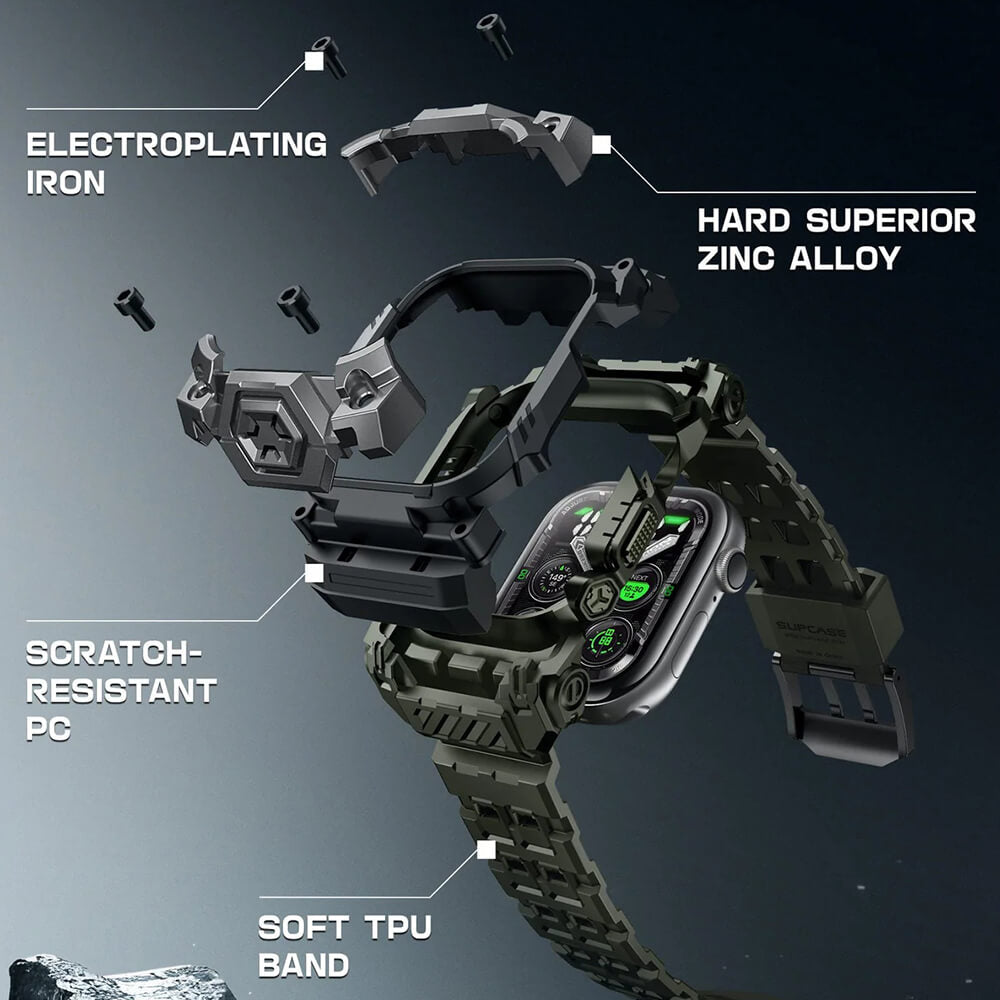 Supcase Λουράκι Apple Watch 10/11 - 46mm Unicorn Beetle Ore Pro Version Λουράκι με Θήκη Προστασίας - Dark Green