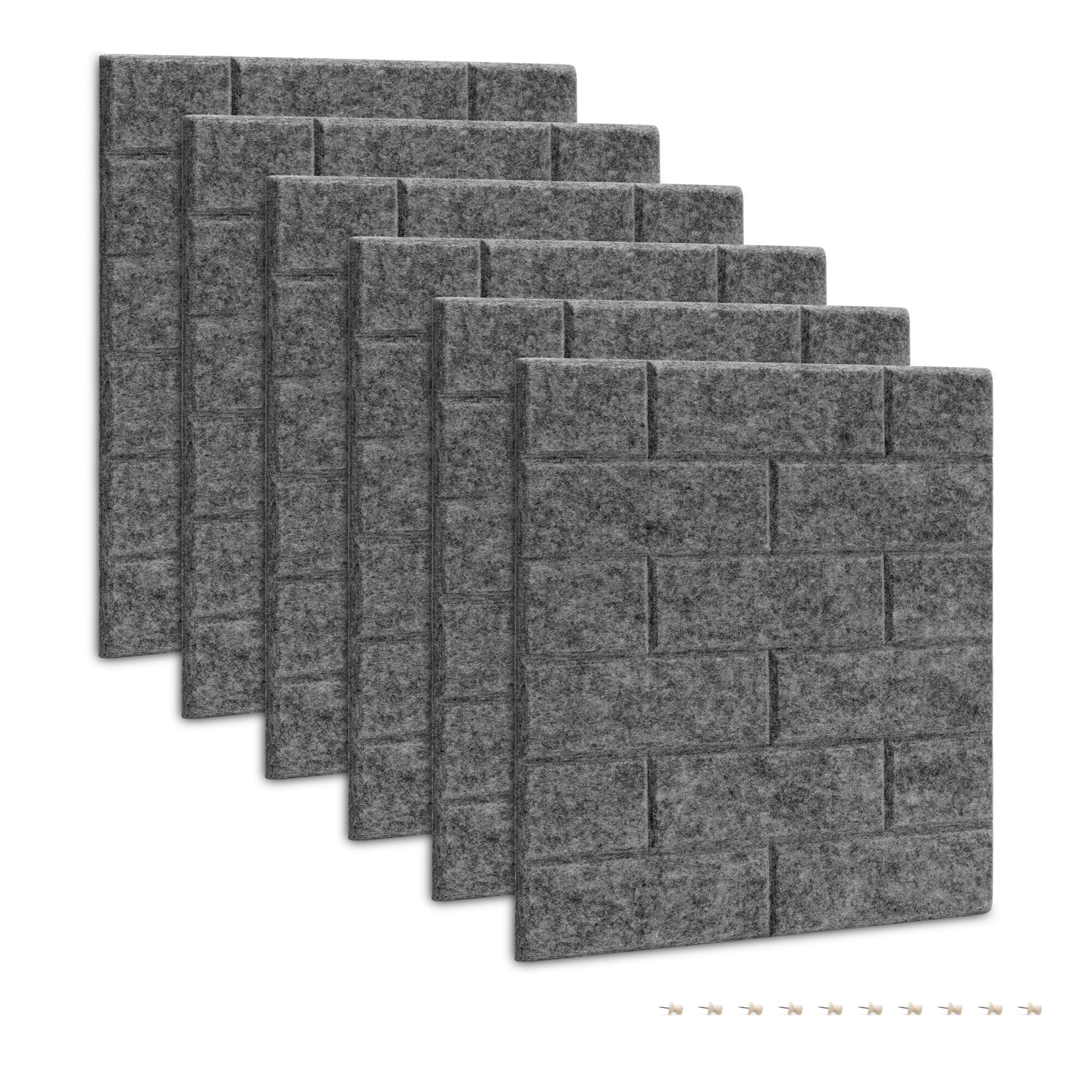 Navaris Σετ με 6 Πλαίσια Ανακοινώσεων από Τσόχα - Design Brick - Grey - 57658.22