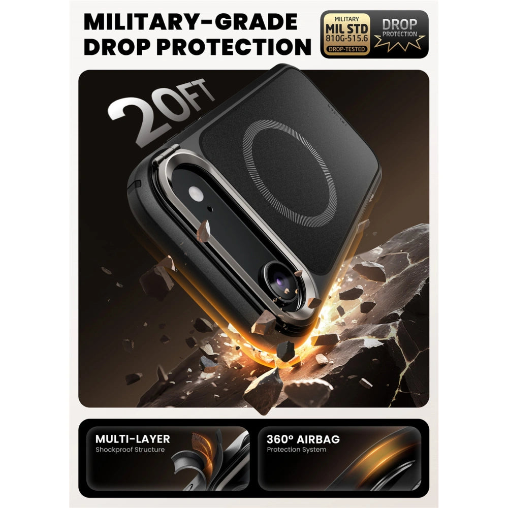 Supcase iPhone Air - IBLSN Ares Flip Mag - MagSafe Σκληρή Θήκη με Πλαίσιο Σιλικόνης και Προστασία Οθόνης και Stand - Black