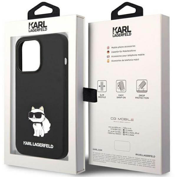 Karl Lagerfeld iPhone 14 Pro Silicone Choupette Body Θήκη Σιλικόνης με MagSafe - Black - KLHMP14LSNCHBCK
