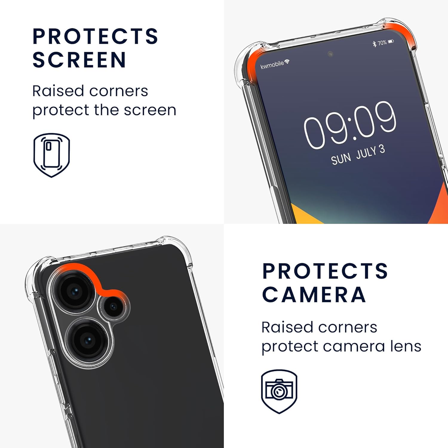 KW Xiaomi Redmi Note 13 Pro+ 5G Θήκη Σιλικόνης TPU με Λουράκι - Διάφανη / Black