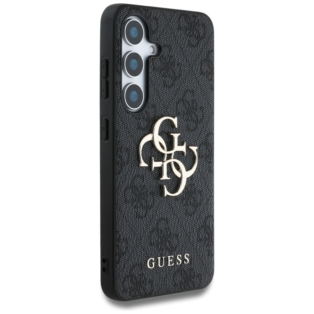 Guess Samsung Galaxy S25 - 4G Big Metal Logo - Θήκη με Επένδυση Συνθετικού Δέρματος - Black - GUHCS25S4GMGGR