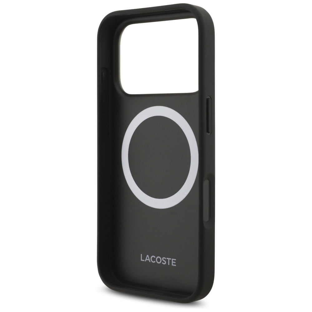 Lacoste iPhone 17 Pro - Iconic Petit Pique Woven Logo MagSafe - Σκληρή Θήκη με Πλαίσιο Σιλικόνης - Black