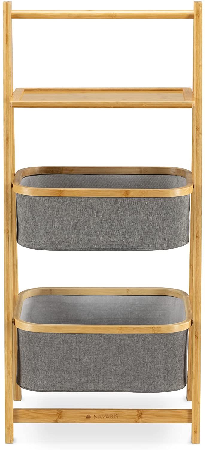 Navaris Ράφι Μπάνιου 3 Επιπέδων από Μπαμπού - Light Brown / Grey - 54154.01