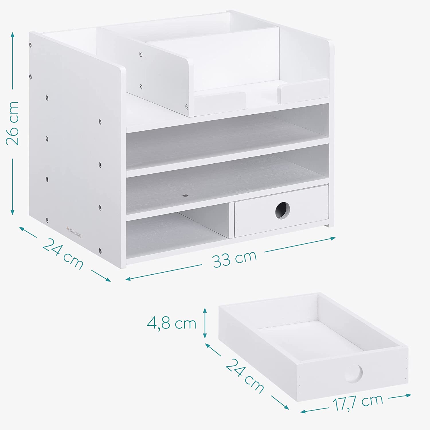 Navaris Ξύλινο Ράφι Οργάνωσης - White - 52359.01.02