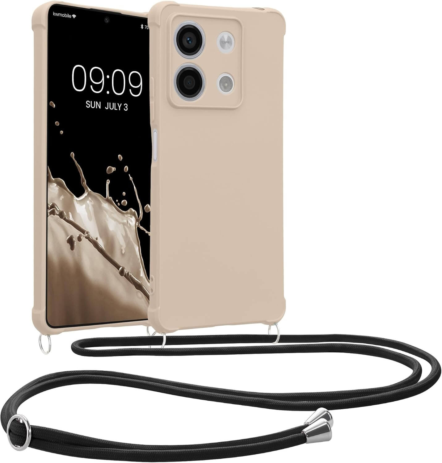 KW Xiaomi Redmi Note 13 5G Θήκη Σιλικόνης TPU με Λουράκι - Cream