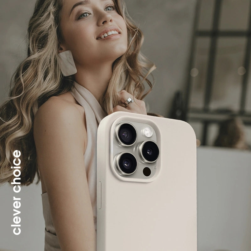 Crong iPhone 15 Pro Color Cover Magnetic - Θήκη Σιλικόνης με MagSafe - Stone Beige