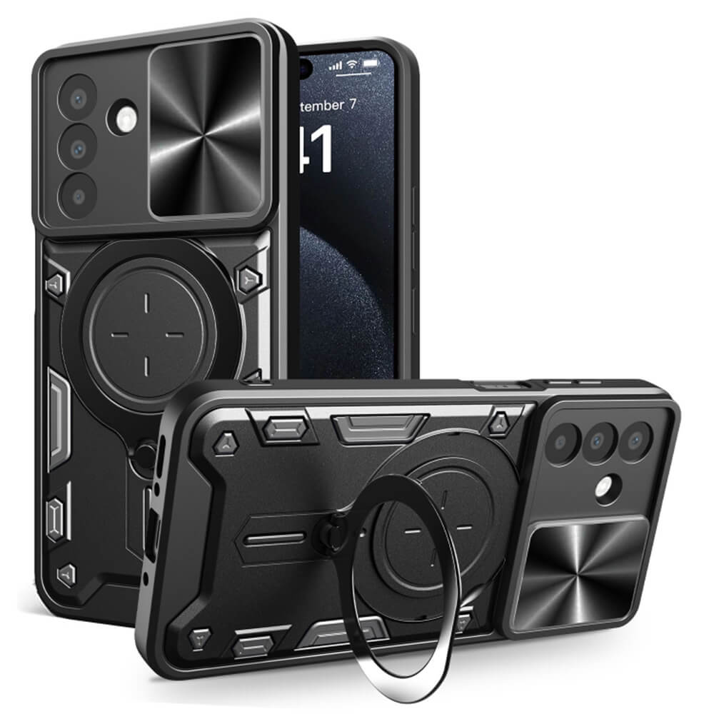 Techsuit Samsung Galaxy A26 5G - CamGuard Pro - Σκληρή Θήκη με Προστασία Καμερών και Δαχτυλίδι Συγκράτησης - Black
