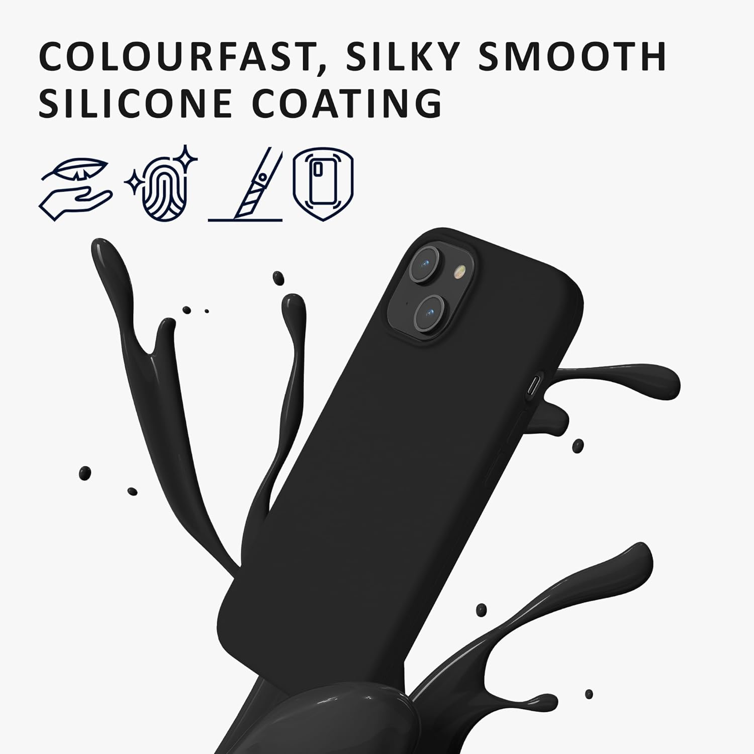 Kalibri iPhone 15 Θήκη Σιλικόνης Rubberized TPU - Black