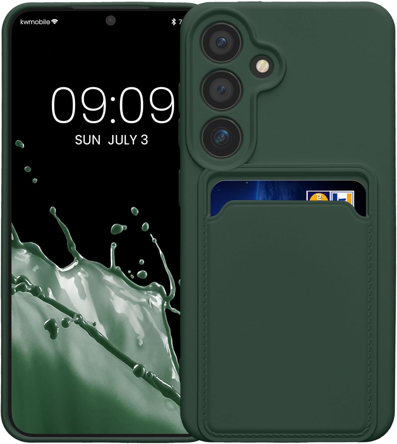 KW Samsung Galaxy S24 Θήκη Σιλικόνης TPU με Υποδοχή για Κάρτα - Dark Green