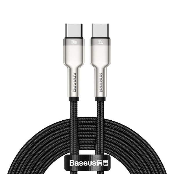 Baseus Cafule Series Metal Cable Type-C 5A PD 100W - Καλώδιο Γρήγορης Φόρτισης Type-C to Type-C 2M - Black - CATJK-D01 - likebrands.gr