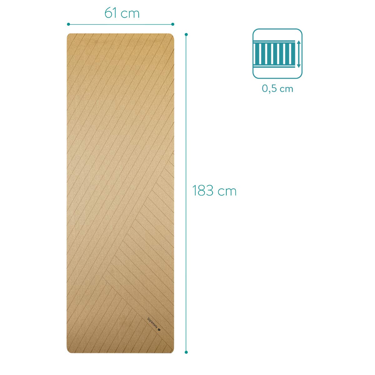 Navaris Workout Mat Στρώμα Γυμναστικής από Φελλό με Χειρολαβή - Brown - 44764.05