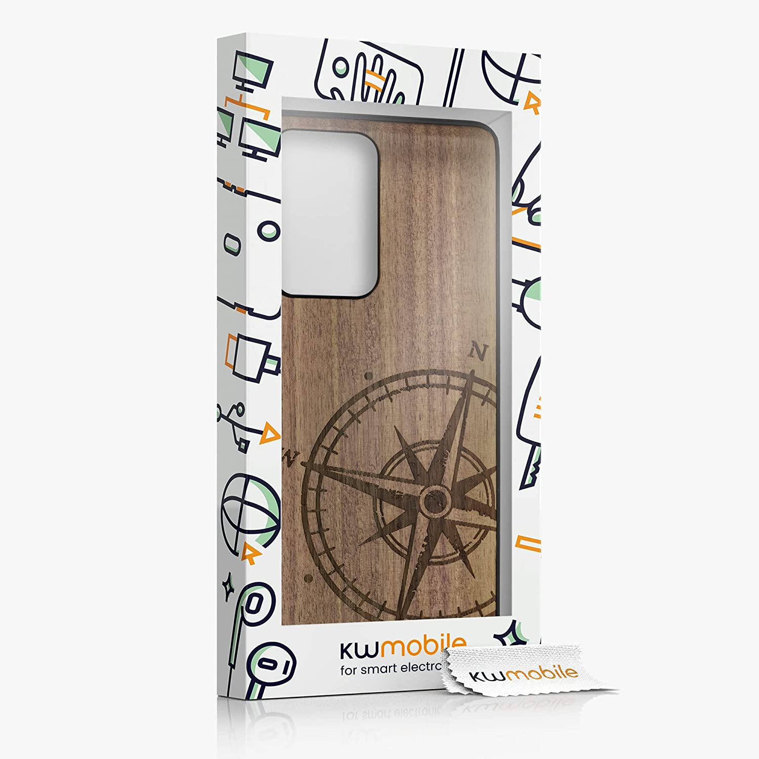 KW Xiaomi 11T / 11T Pro Θήκη από Φυσικό Ξύλο - Design Navigational Compass - Dark Brown - 56795.02
