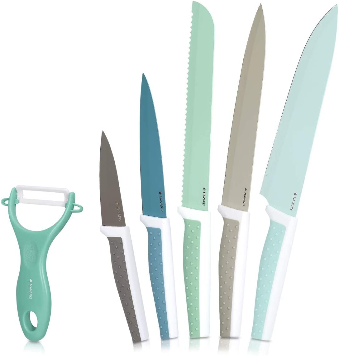 Navaris Σετ με 5 Μαχαίρια και 1 Αποφλοιωτή - Green / Brown - 43114